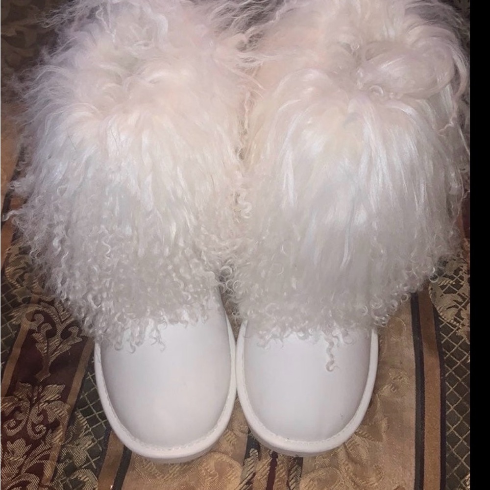 BearPaw White Furry Boots